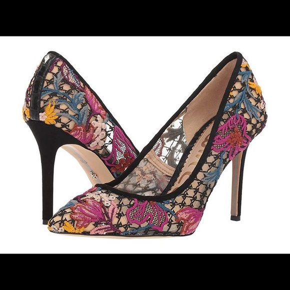Sam Edelman Shoes - HAZEL FLORAL-LACE POINTED PUMPS IN BRIGHT MULTI FABRIC